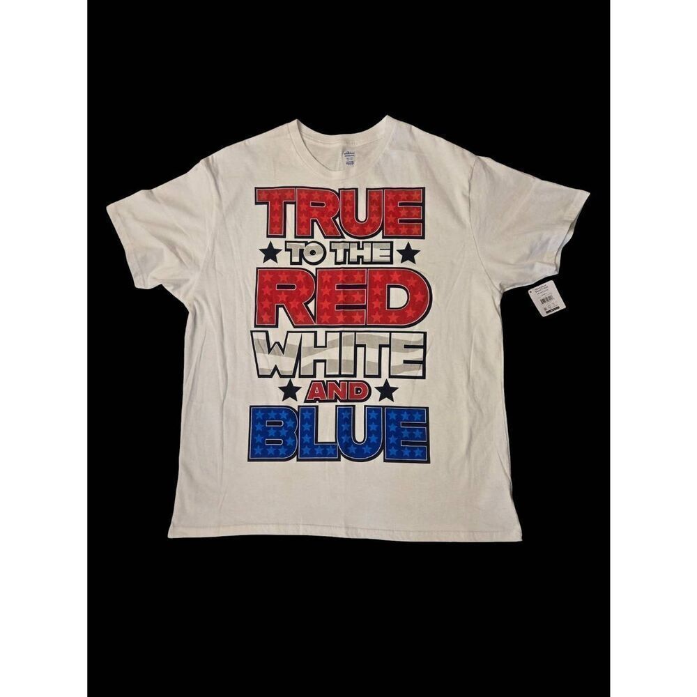 Way To Celebrate Patriotic Mens Size 2XL White Graphic T-shirt